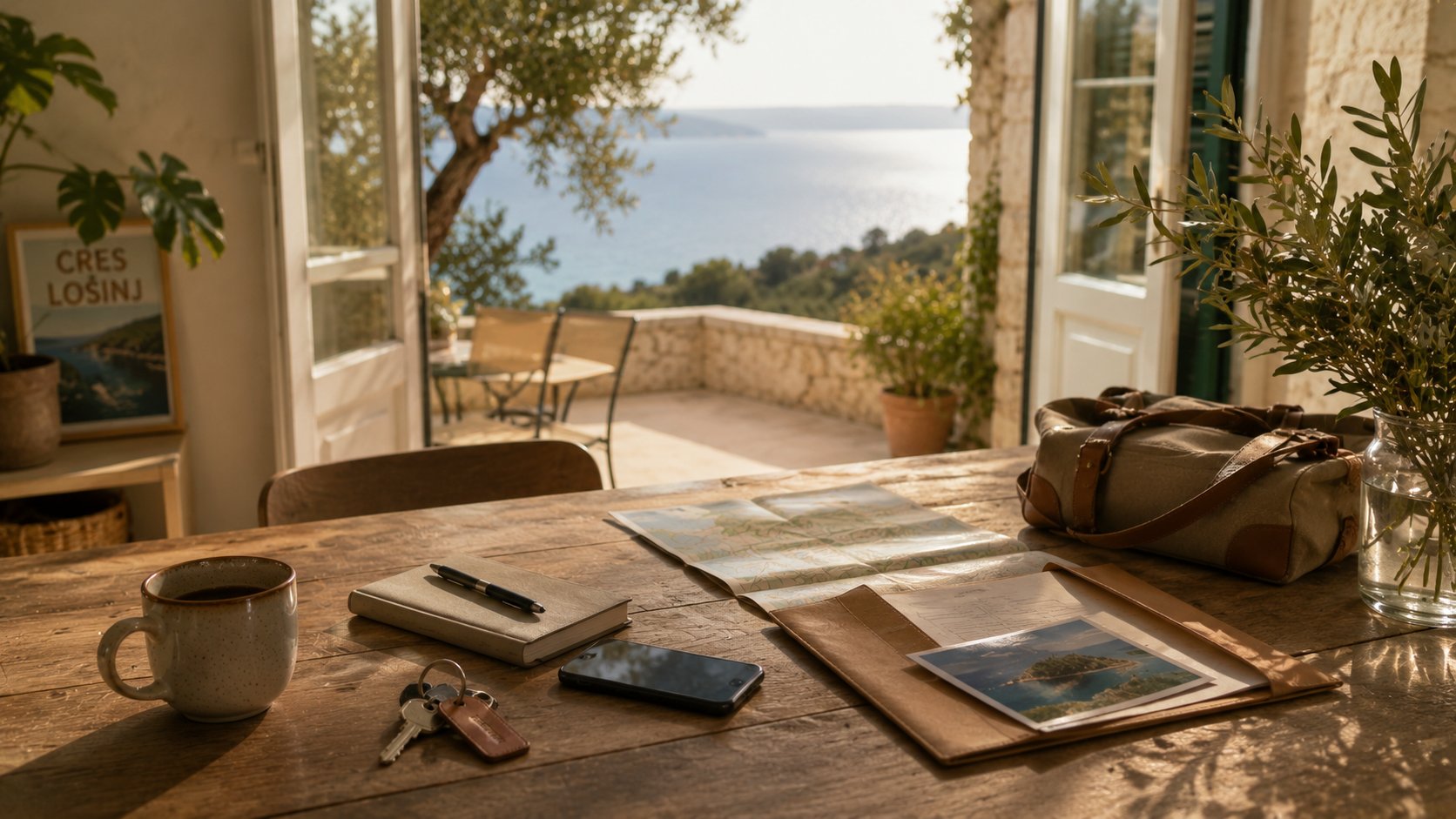 Offene Terrassentür mit Blick aufs Meer von einem kroatischen Wohnraum aus – Einstieg für Urban Roots.
